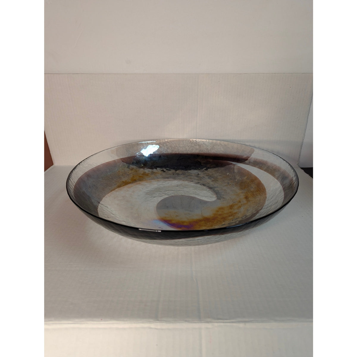Vintage Ferro Murano Glass Filigrana Swirl Centerpiece Bowl 16" Modern Italian