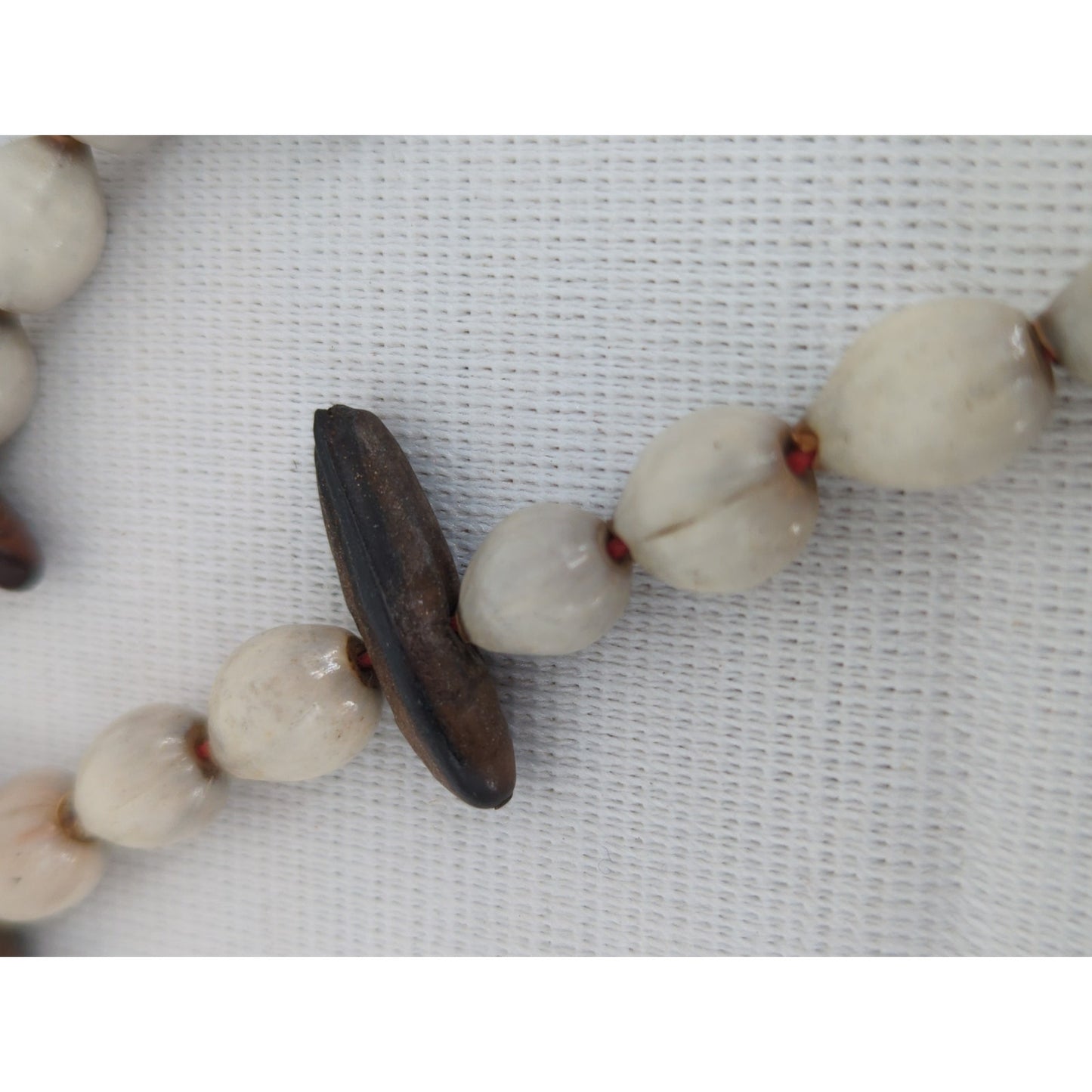 Vintage Double Strand Natural Seed & Wood Bead Necklace Boho Island Beach Chic