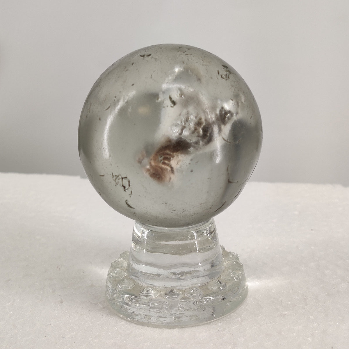 Antique German Handmade Rooster Sulfide Glass Marble Mammoth Giant Shooter 2"
