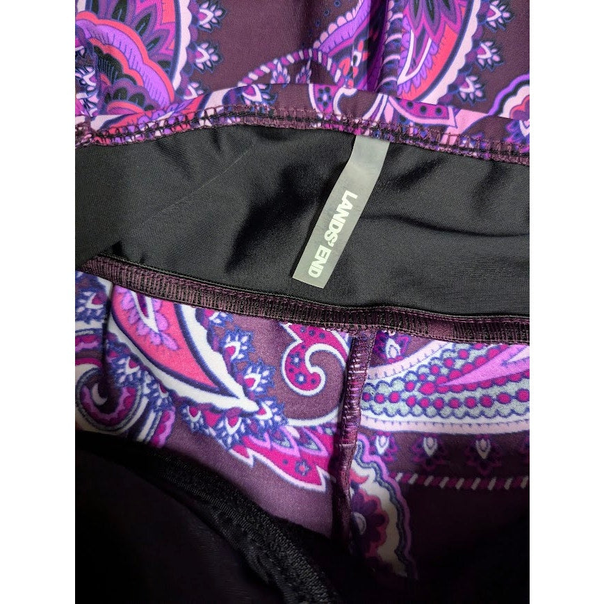 Lands' End purple paisley 10 D Bathing Suit 1 Pc. Dress Style Adjustable Straps