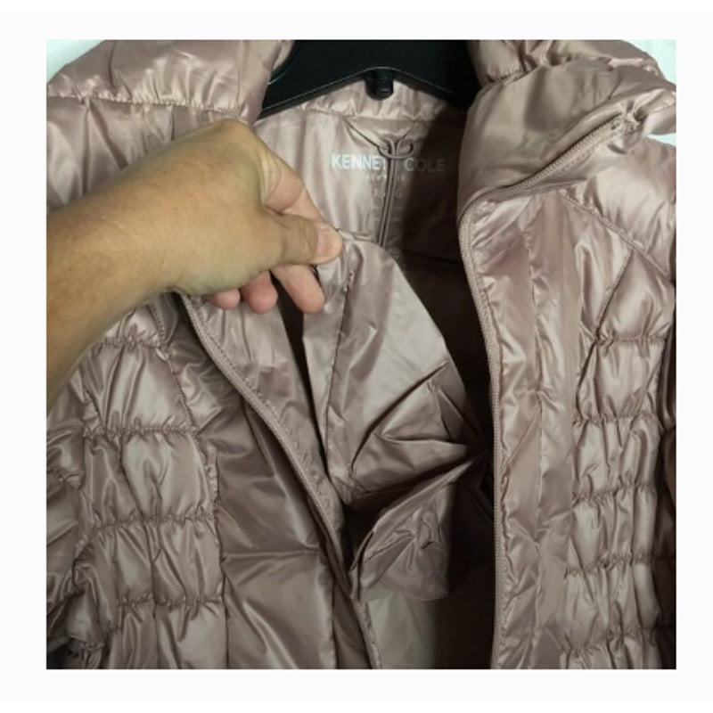 Kenneth Cole New York Quilted Puffer Jacket Long Sleeves Pink Size XLarge