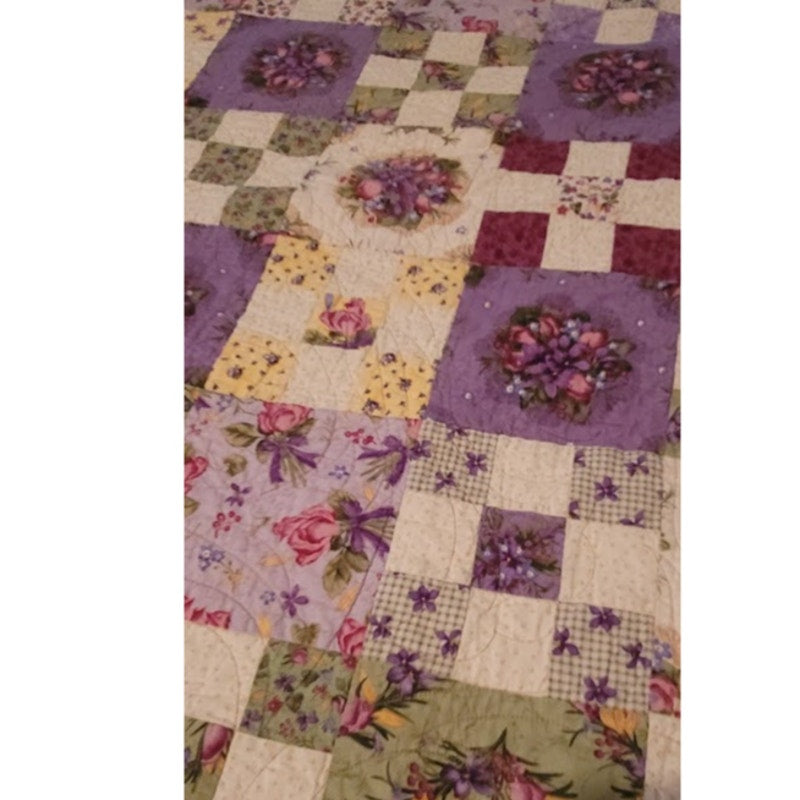Vintage Floral Patchwork Quilt Set Bedspread 2 Pillow Shams Body Pillow Cover