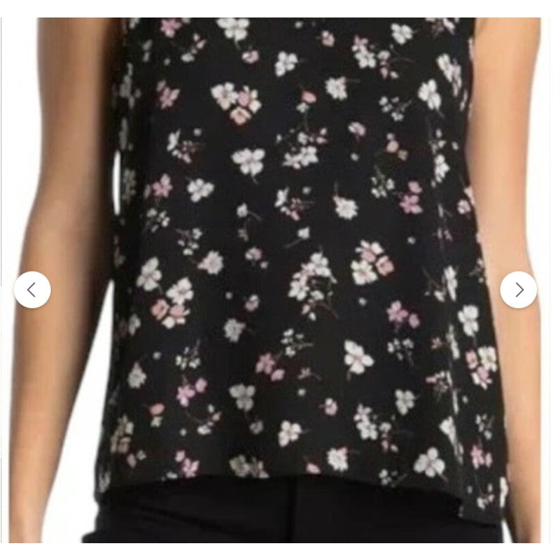 Abound Size XL womens blouse sleeveless casual summer NWT Black Floral tank top