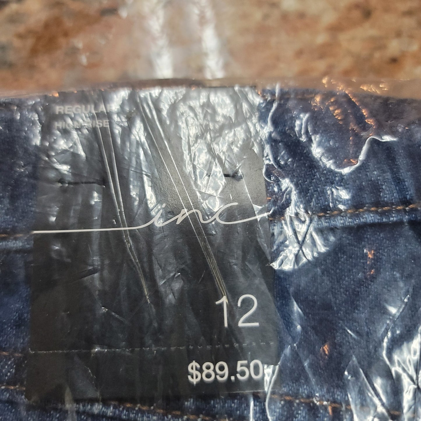 INC Int. Concepts Front-Slit Denim Maxi Skirt Dk Indigo Frayed 12 Distressed NEW