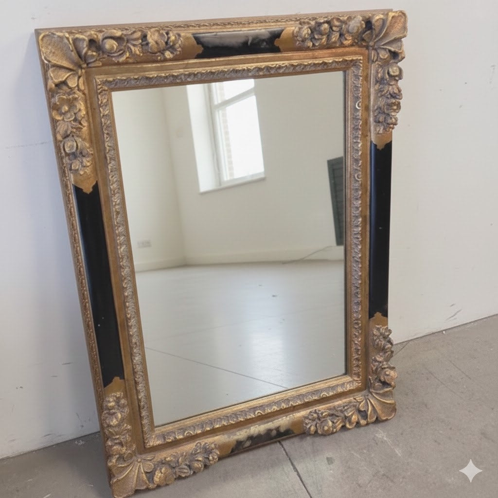 Secondhand Sandies: Grand Ornate Empire Mirror | Black & Gold Statement Piece 45x33