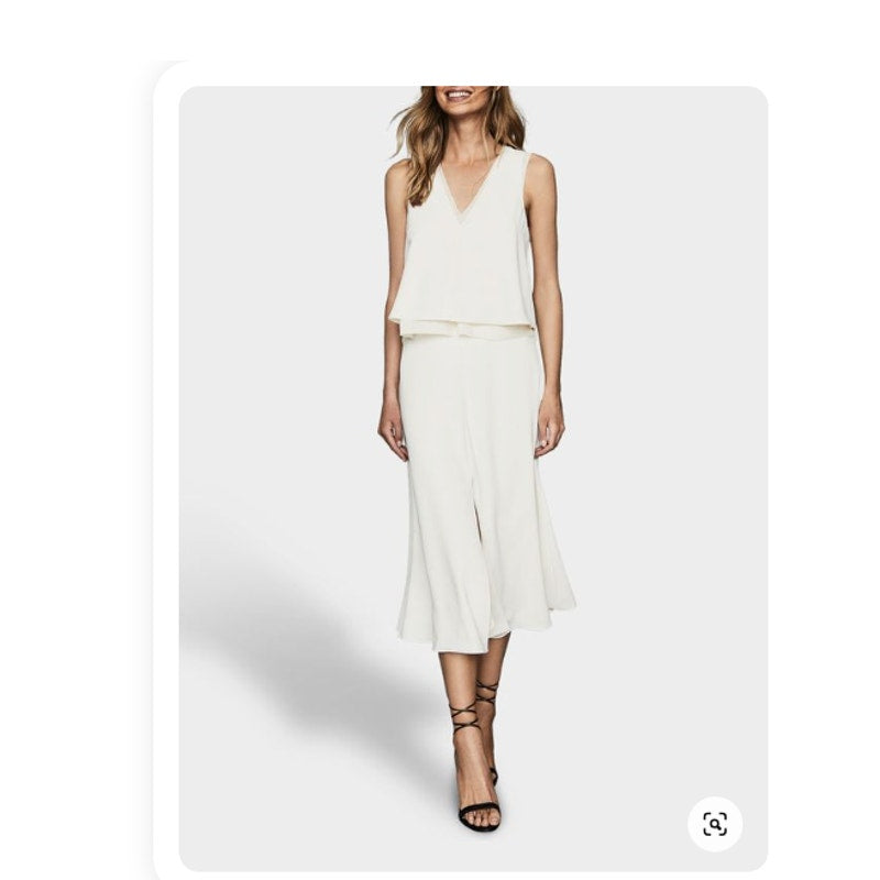 Reiss Viola Cream Layered size 16 dress midi NEW plus formal summer sleeveless