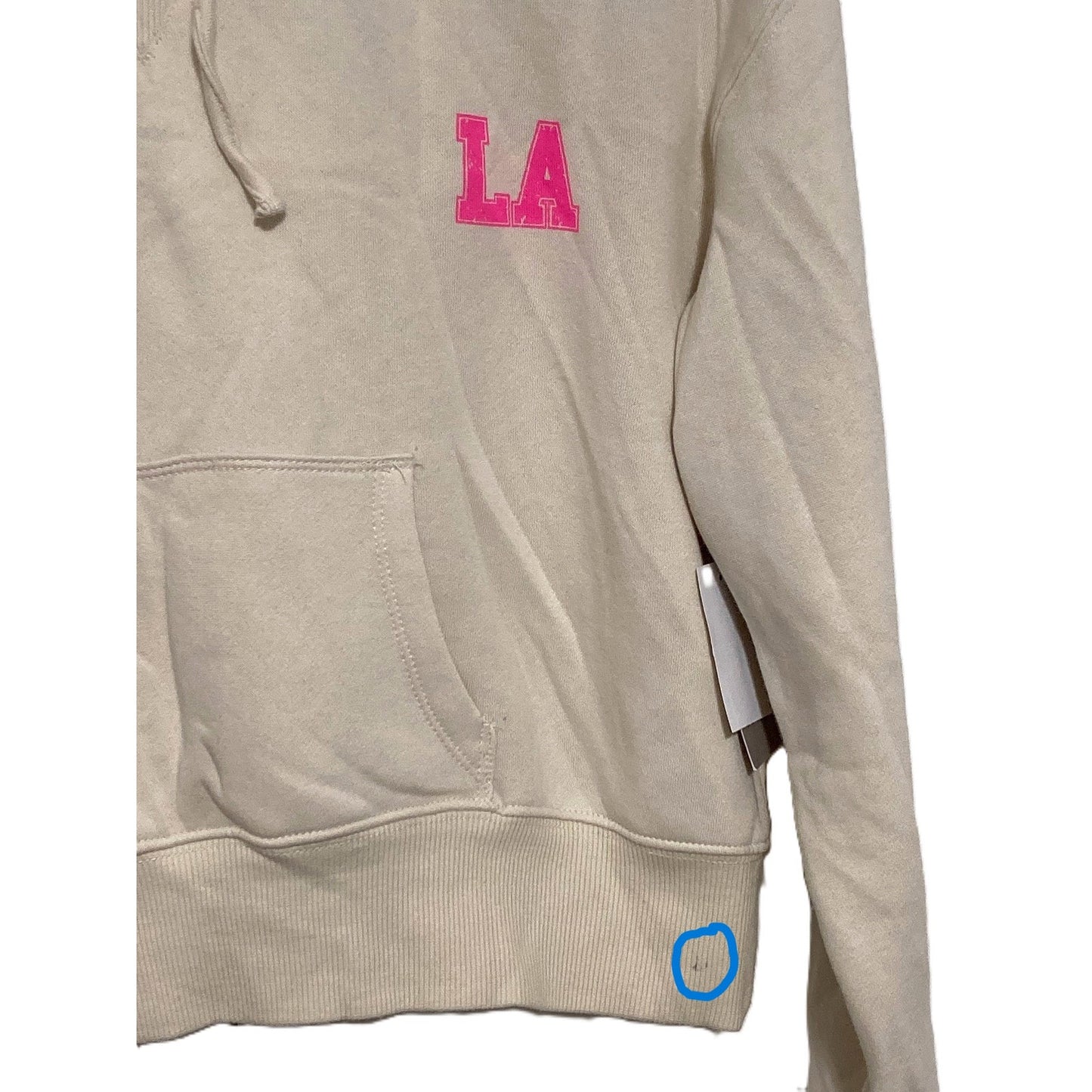 NWT BP. Pullover LA Drawstring Kangaroo Pocket Hoodie Sz Medium in Ivory Dove LA