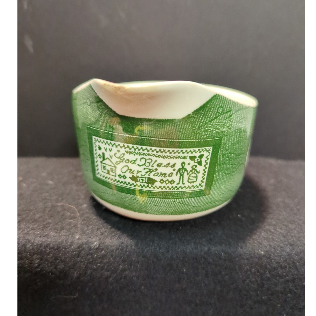 Vintage Royal Colonial Homestead Green Gravy Boats Set of Two Royal China USA