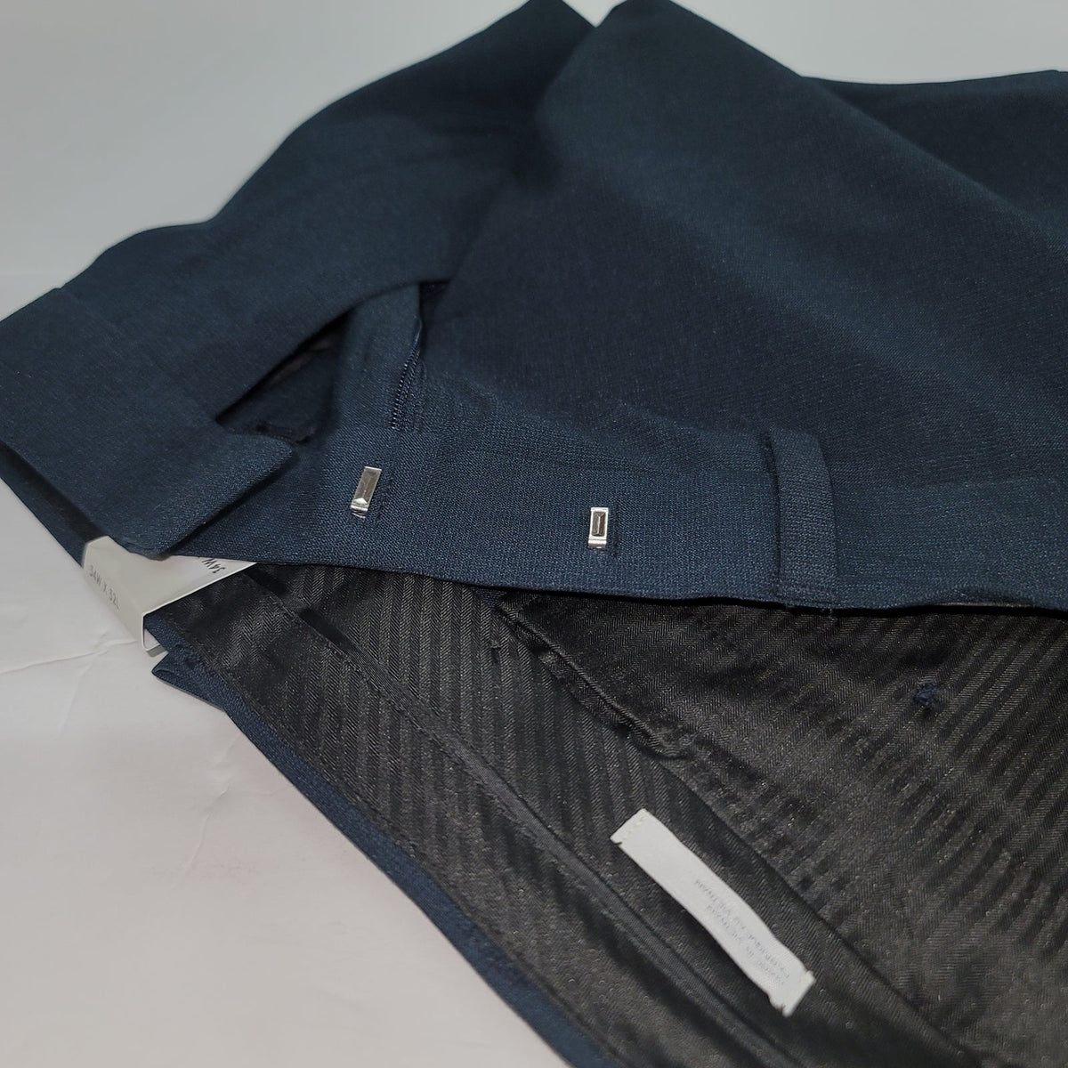 Nordstrom Rack Men Navy Flat Front Pants Slacks Dress Trouser 34" x 32" Trim Fit