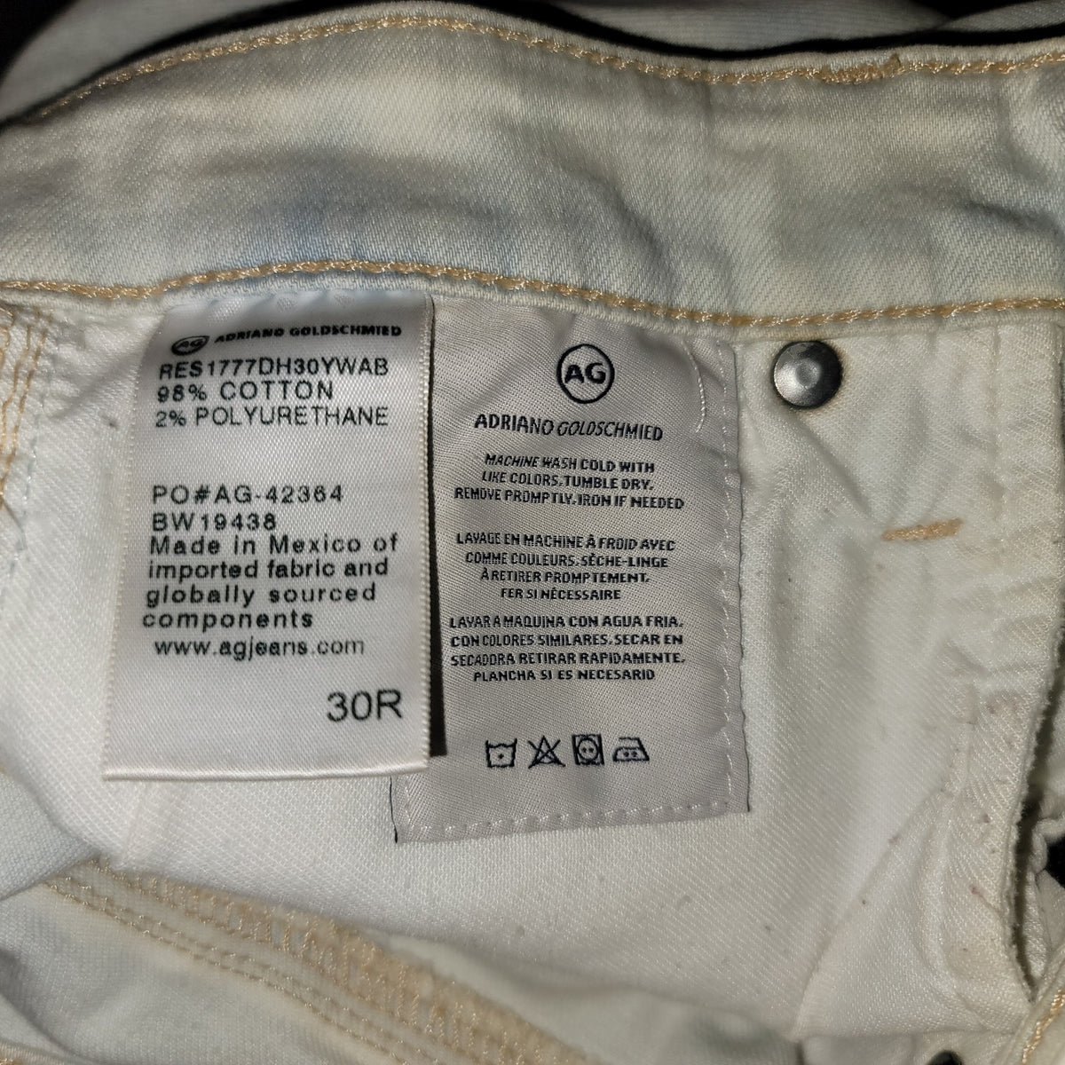 AGOLDE adriano goldschmied distressed acid wash skinny jeans 30 regular FRAYED