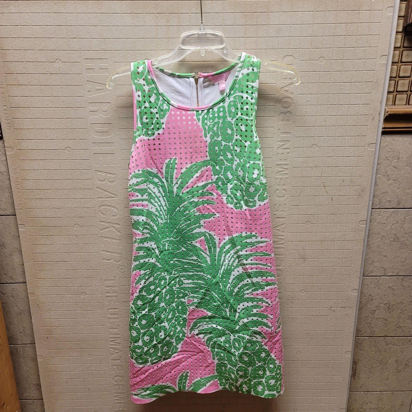 Lilly Pulitzer Small Shift Dress Sleeveless Pink Green Pineapple Pink Pout Perla