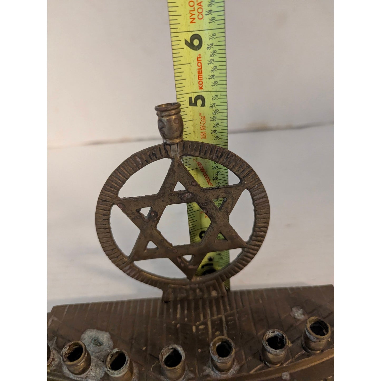 Vintage Brass Menorah Star of David Hanukkah Candelabra Judaica Mid-Century 5"
