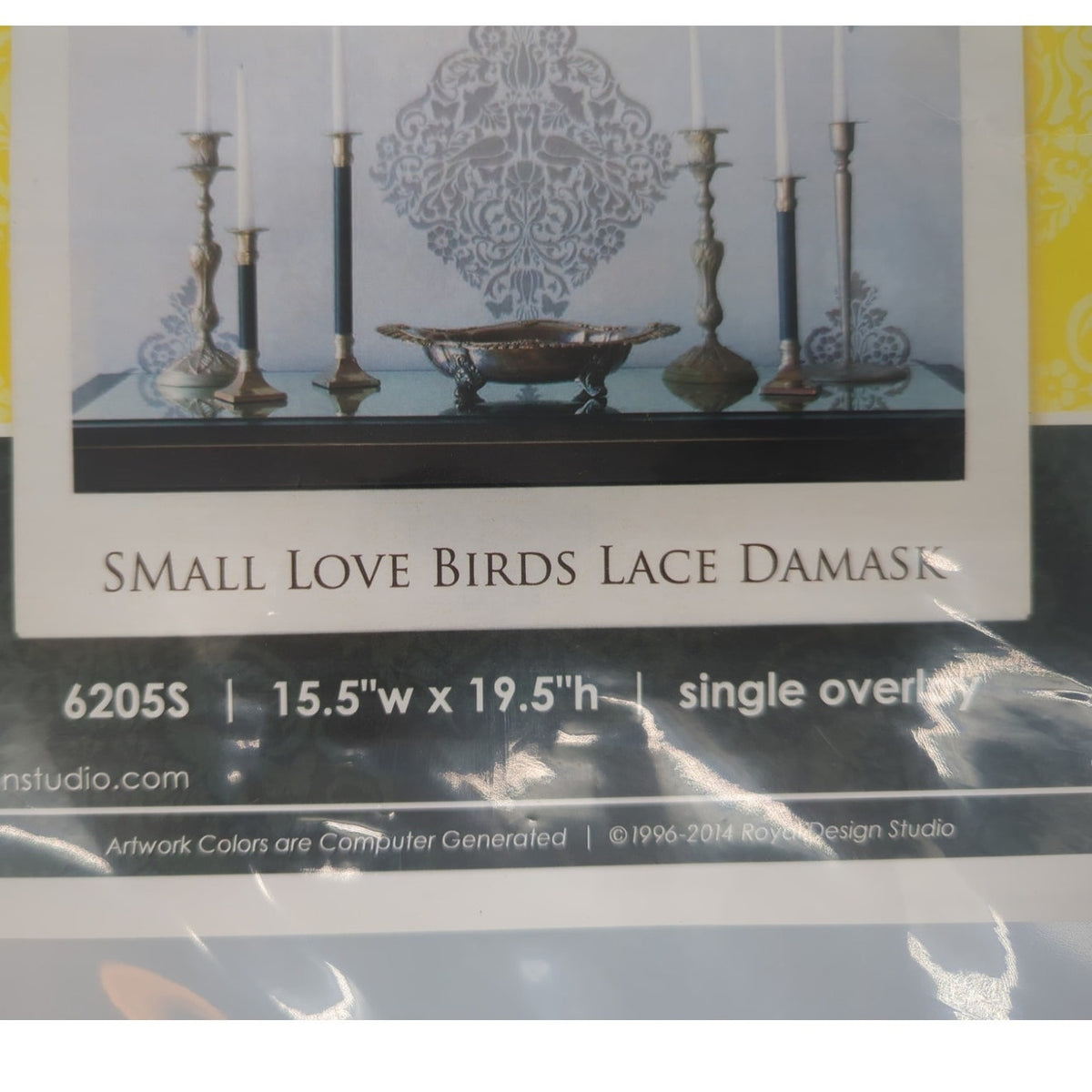 Royal Design Small Love Birds Lace Damask Wall Stencil (62065) - 15.5"w x 19.8"h