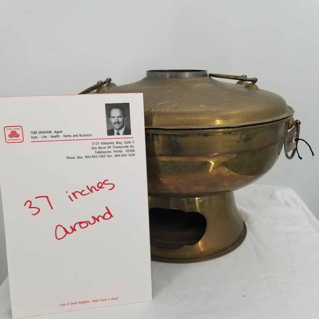 Vintage Chinese Mongolian Firepot Brass Hot Pot Chimney Chafing Dish 37"