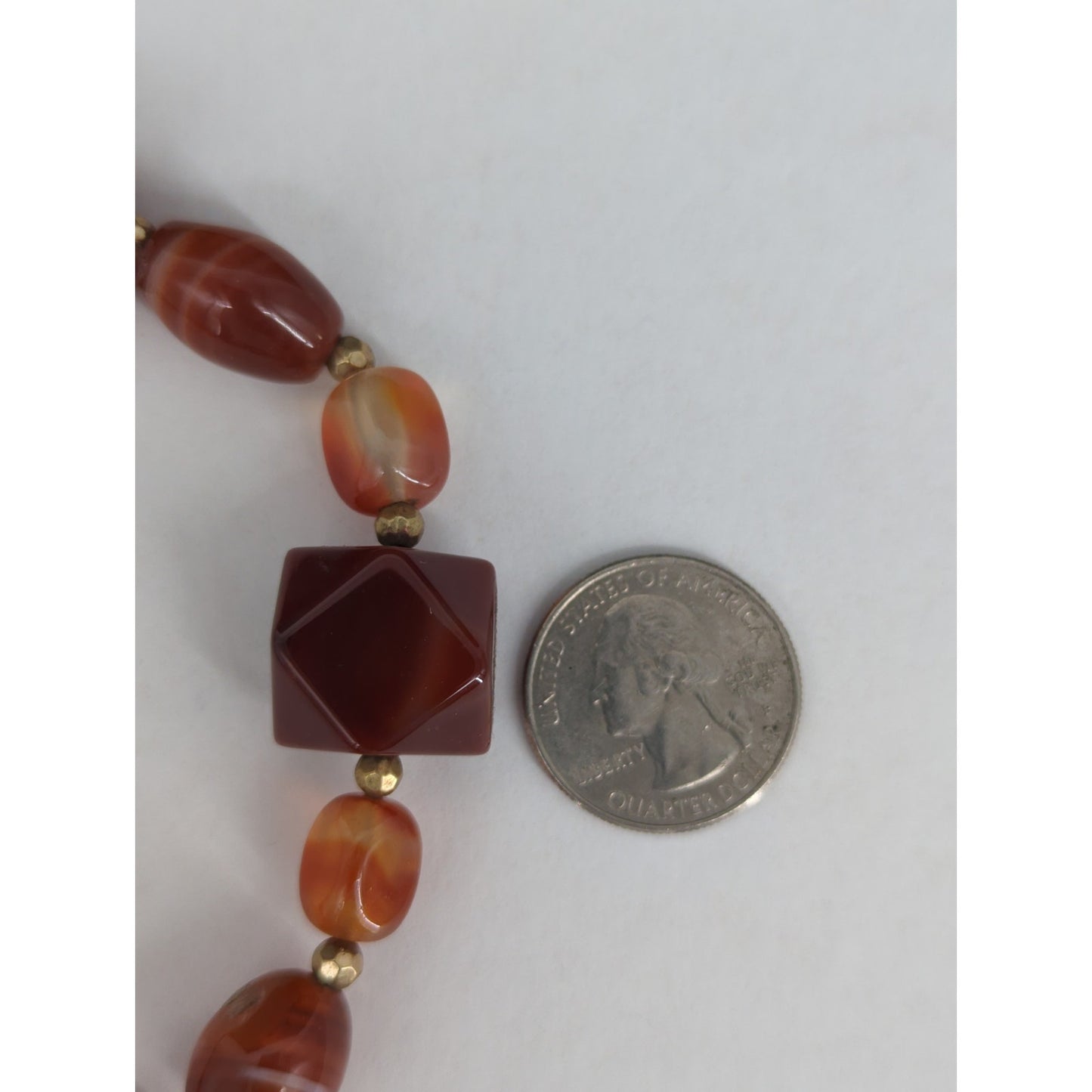 Vintage Carnelian Agate Bead Necklace Terracotta Red Mid-Century Boho Chic
