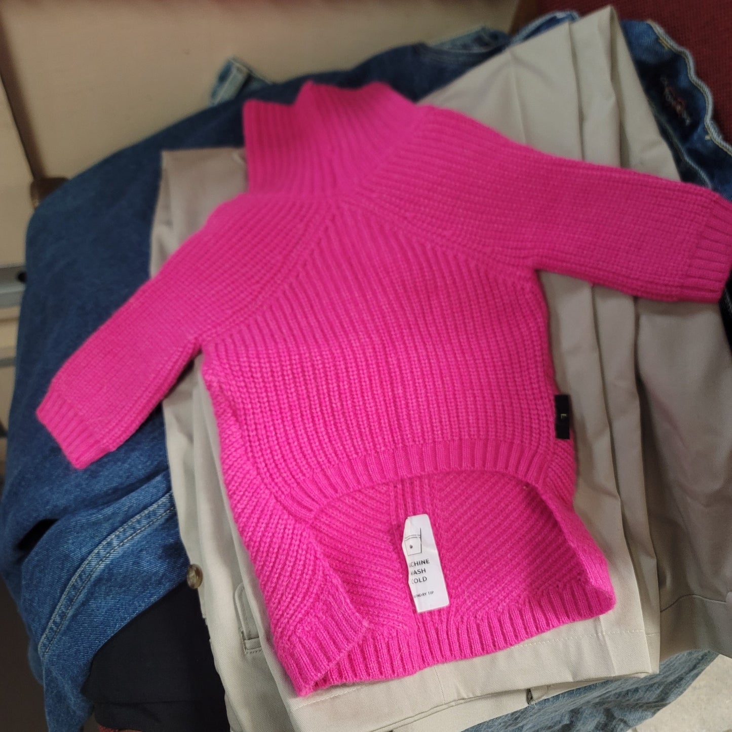 Lot of 2 dog outerwear winter coats, Pink Sweater, leg Warmers, and toy.