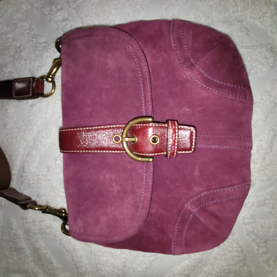 Coach Soho Magenta Suede Flap Shoulder Bag Vintage Y2K Boho Buckle Purse 10389