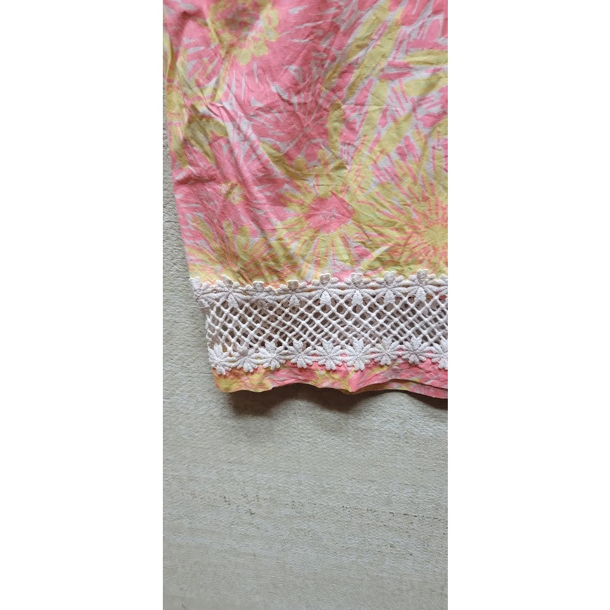 Lilly Pulitzer Corrie Skirt Sunkissed Glow Size 10 Pocket Lined Lace Pink Yellow
