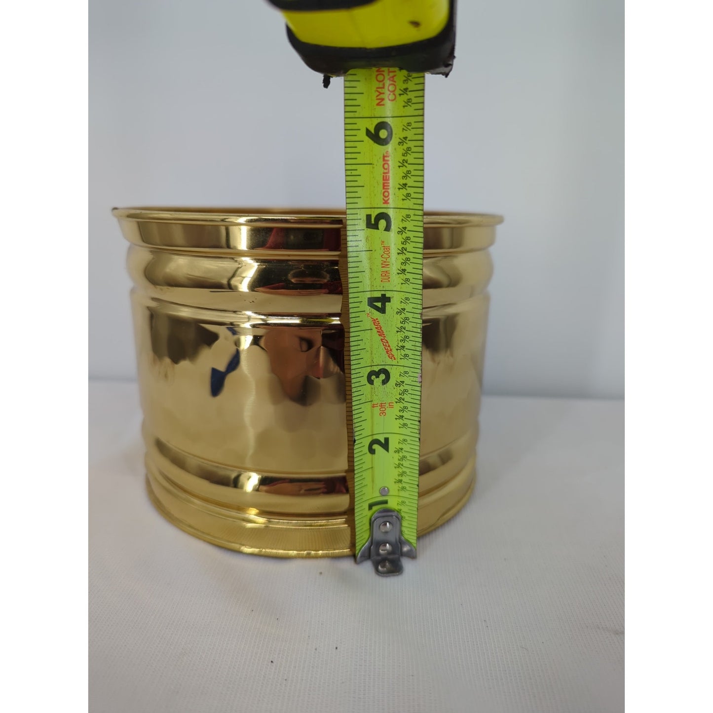 Vintage Bristol Brass & Copper Solid Brass Banded Planter 6.5 Inch Made in USA