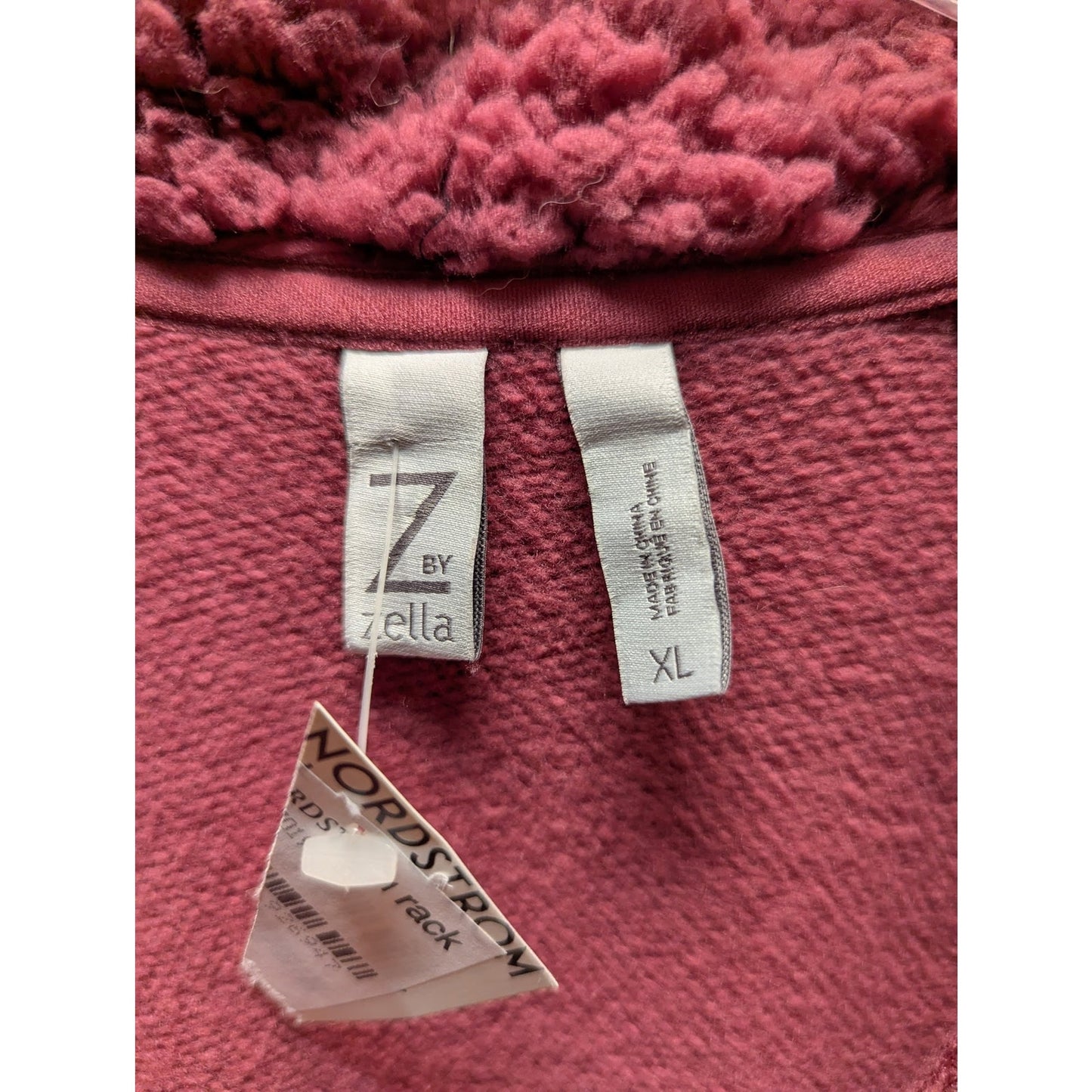 Zella Faux Shearling Pullover Sherpa Sweater Pink Mauve Pocket Sz XL NWT