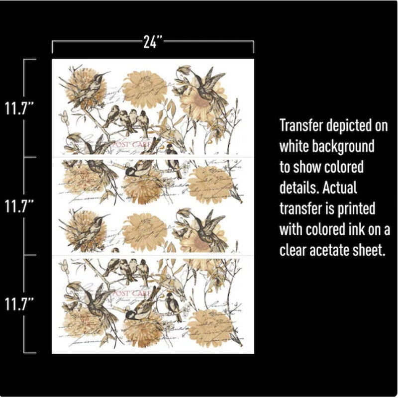 Re Design by Prima Transfer Sticker Vintage Rustic 24x35" Sepia Tone Florals