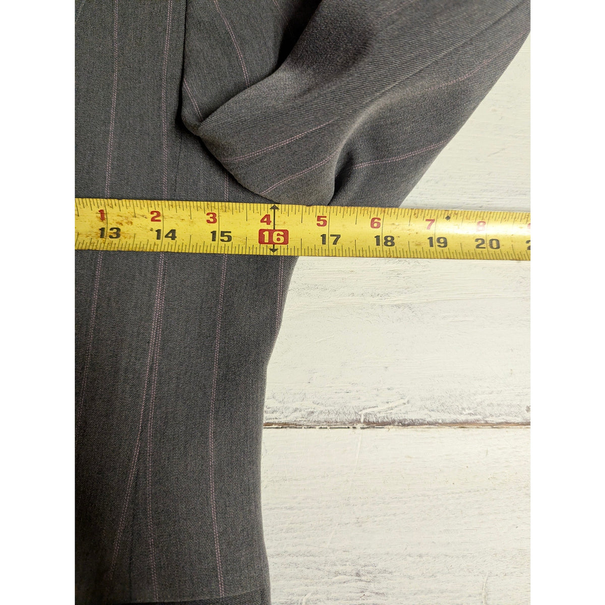 Style & Co. Petite Gray Pinstripe Single Button Stretch Blazer 4P Career Work