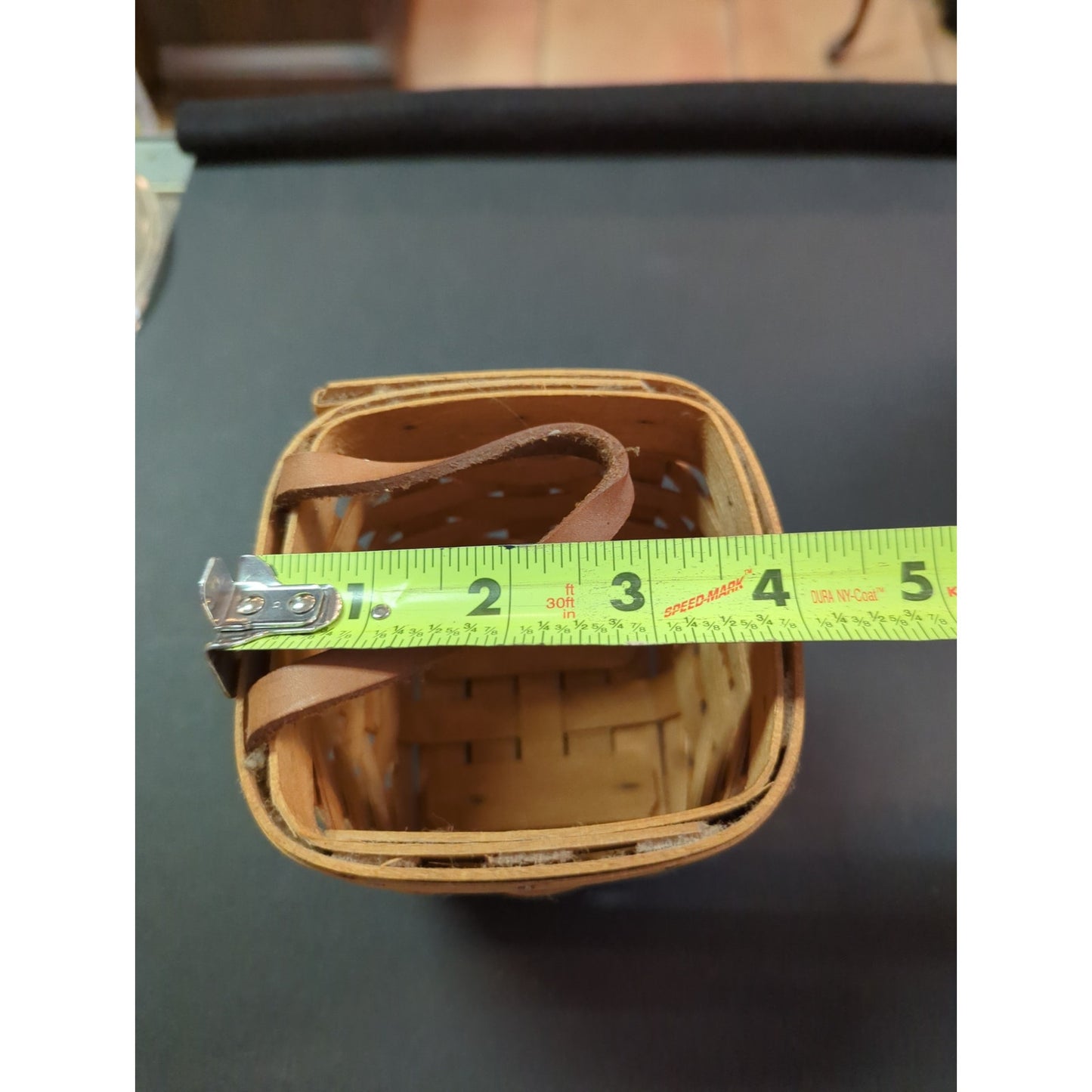 Vintage Longaberger Small Picnic Basket with Leather Handle Signed Dated 1996