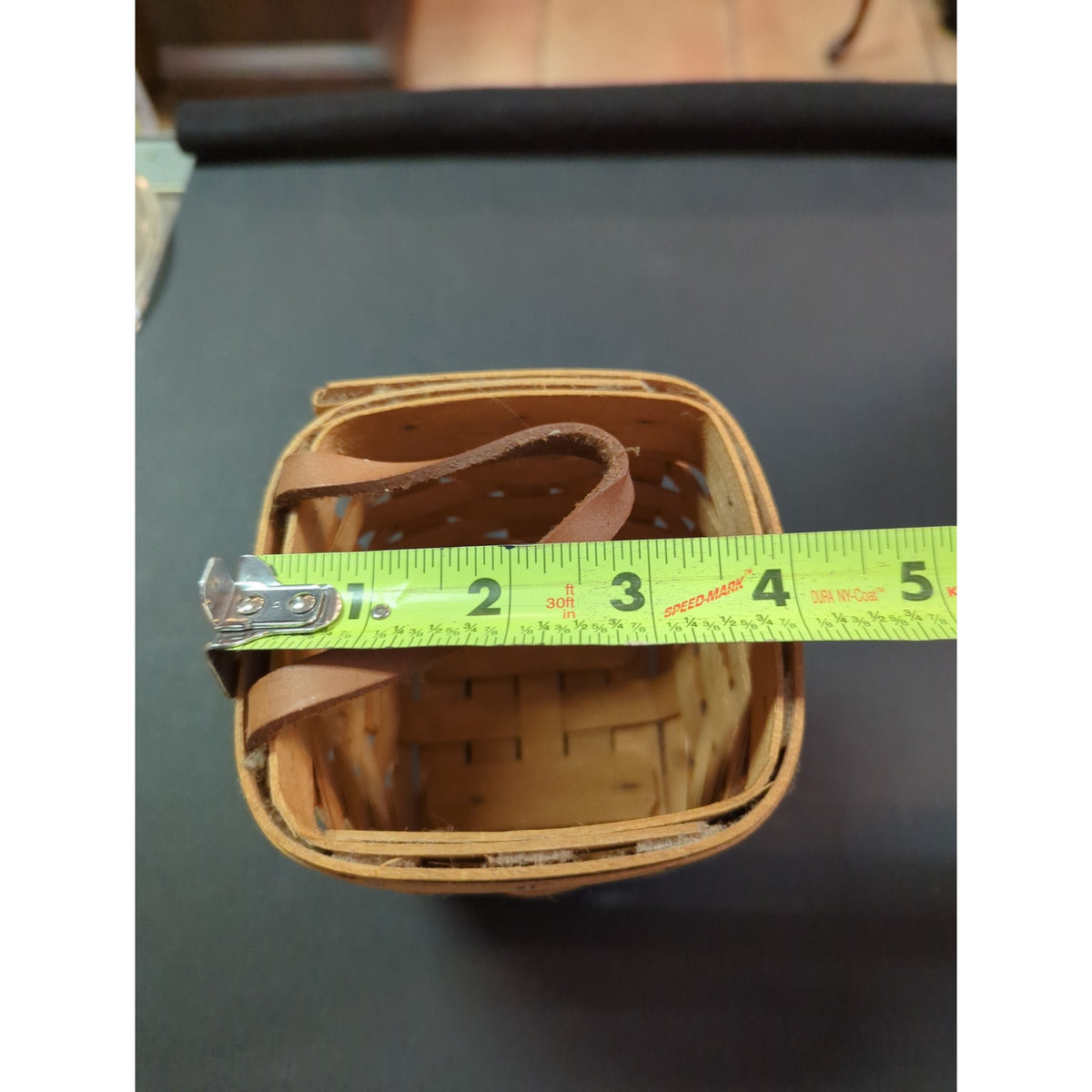 Vintage Longaberger Small Picnic Basket with Leather Handle Signed Dated 1996