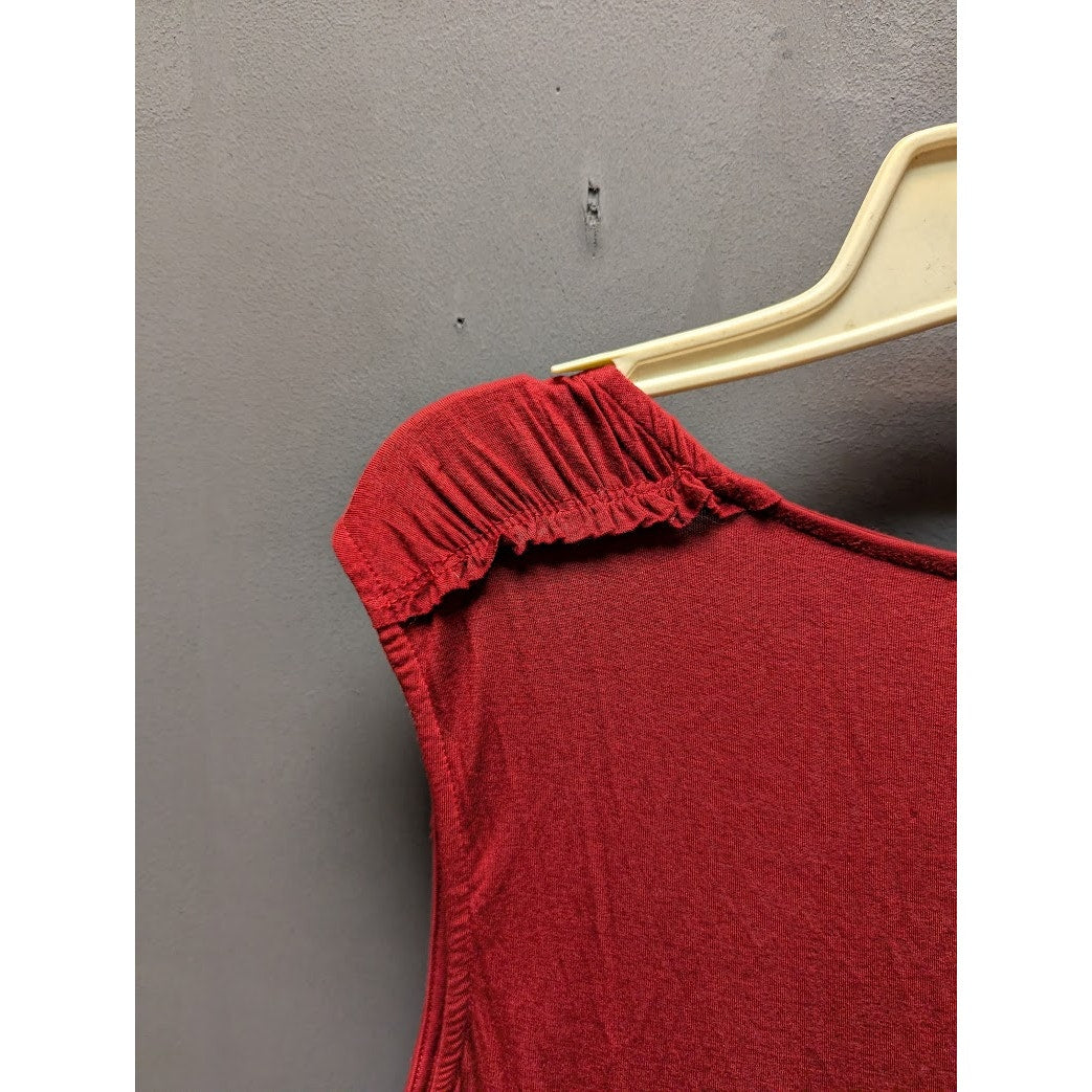 H By Bordeaux One Sleeve Blouse Women's Small Burgundy Stretch Rayon Spandex