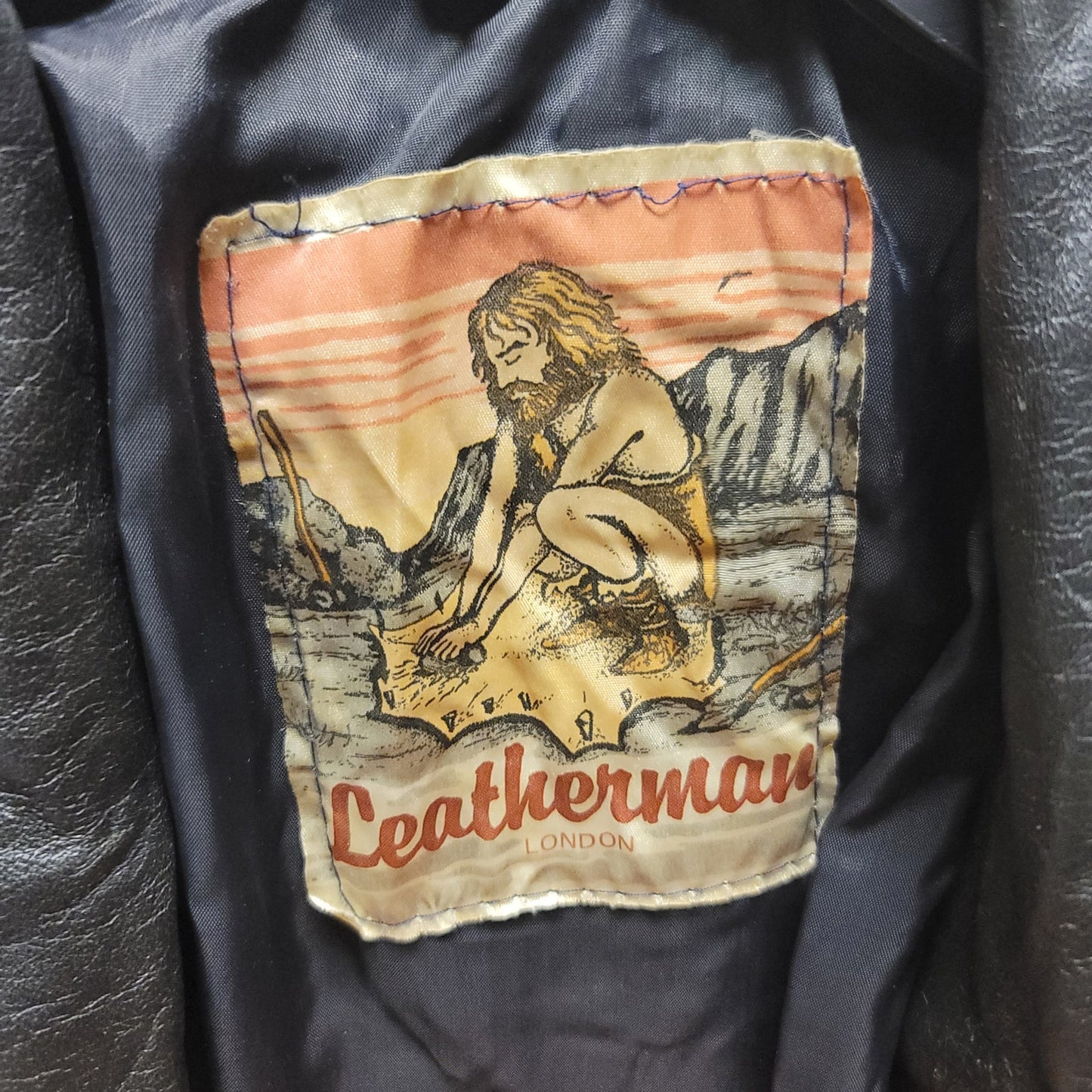 Leatherman Vintage 1980s Black leather Jacket Wing Sleeve Snaps Pockets