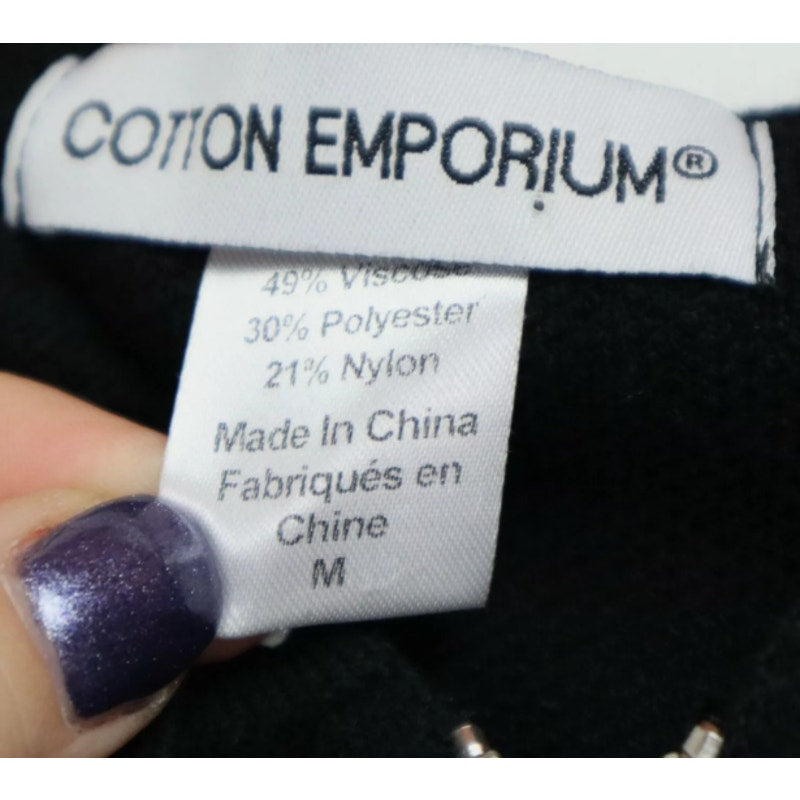 Cotton Emporium Full Zip Hooded Viscose Blend Gray Jacket BLACK $82 Size MEDIUM