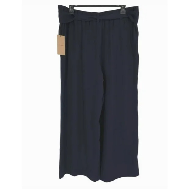 Halogen Tie Waist Twill cropped Length Dress Pants Small Navy Peacoat NWT