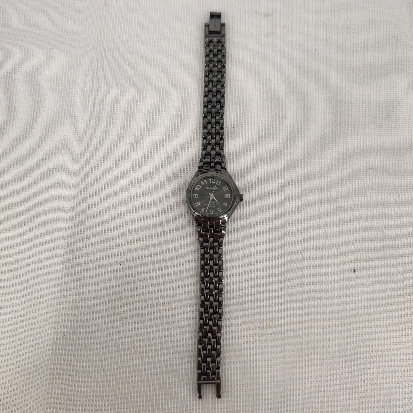 Vintage Sharp Stainless Steel Watch Black Dial Ladies Timepiece Repair/Parts