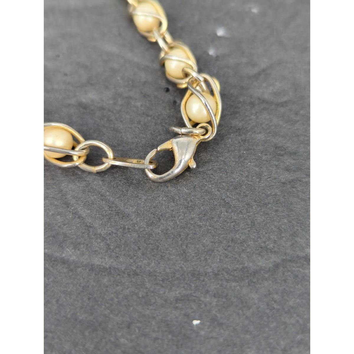 Vintage Gold Caged Faux Pearl Chunky Woven Chain Link Statement Collar Necklace