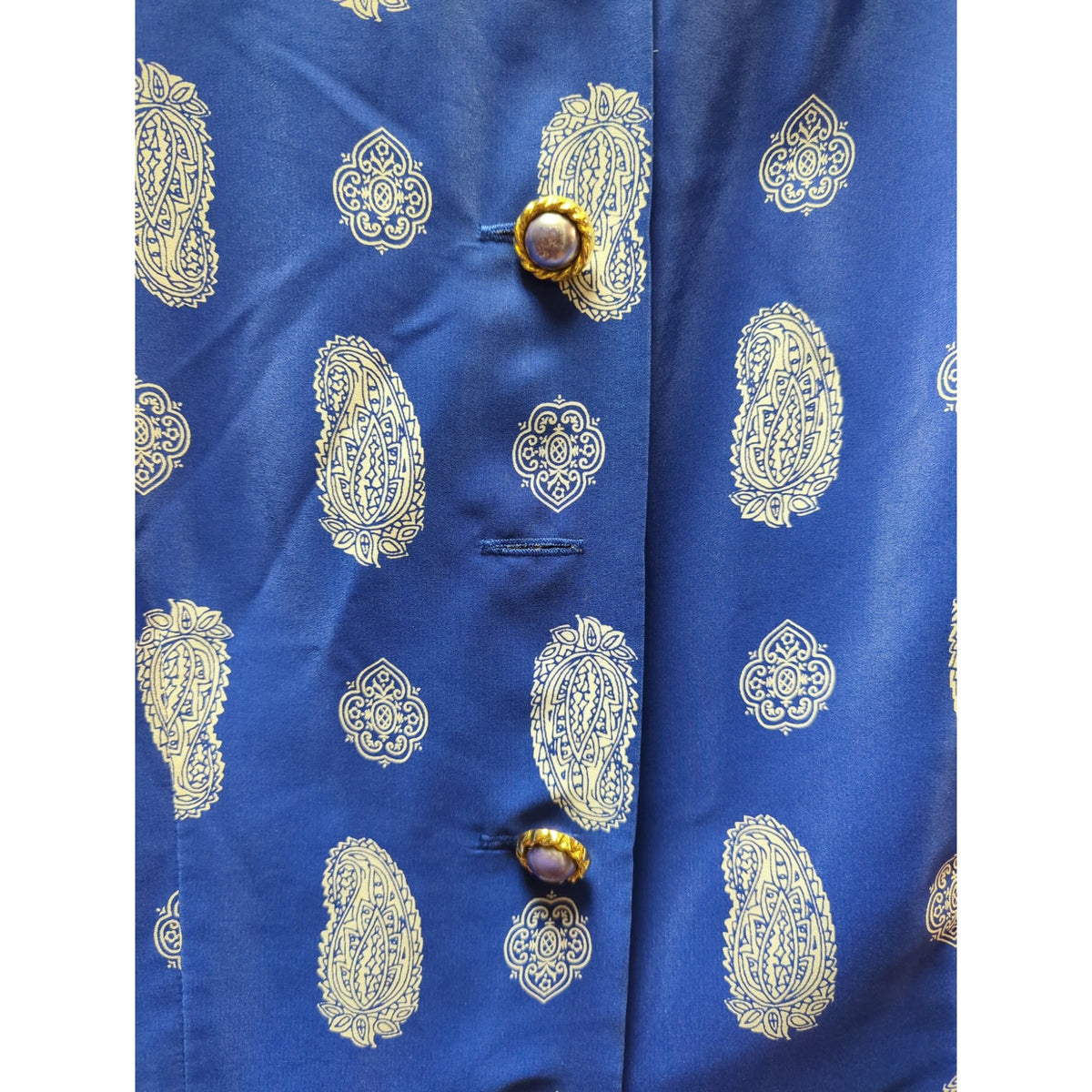 Leslie Fay vintage drop waist 18 dress Blue white Paisley summer garden Plus
