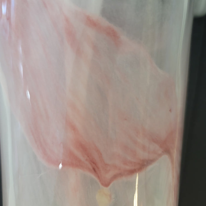 Murano art glass large vase End-of-day Slag White Pink Handkerchief Ruffle