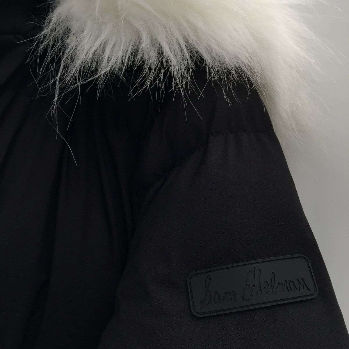 Sam Edelman Faux Fur Trim Hooded Puffer Coat Jacket Long Sleeve Black MEDIUM