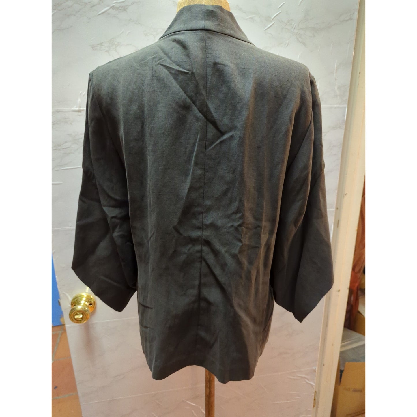 Nurture Silk Linen Open Front Cardigan Blazer XS Lagenlook Black Quiet Luxury