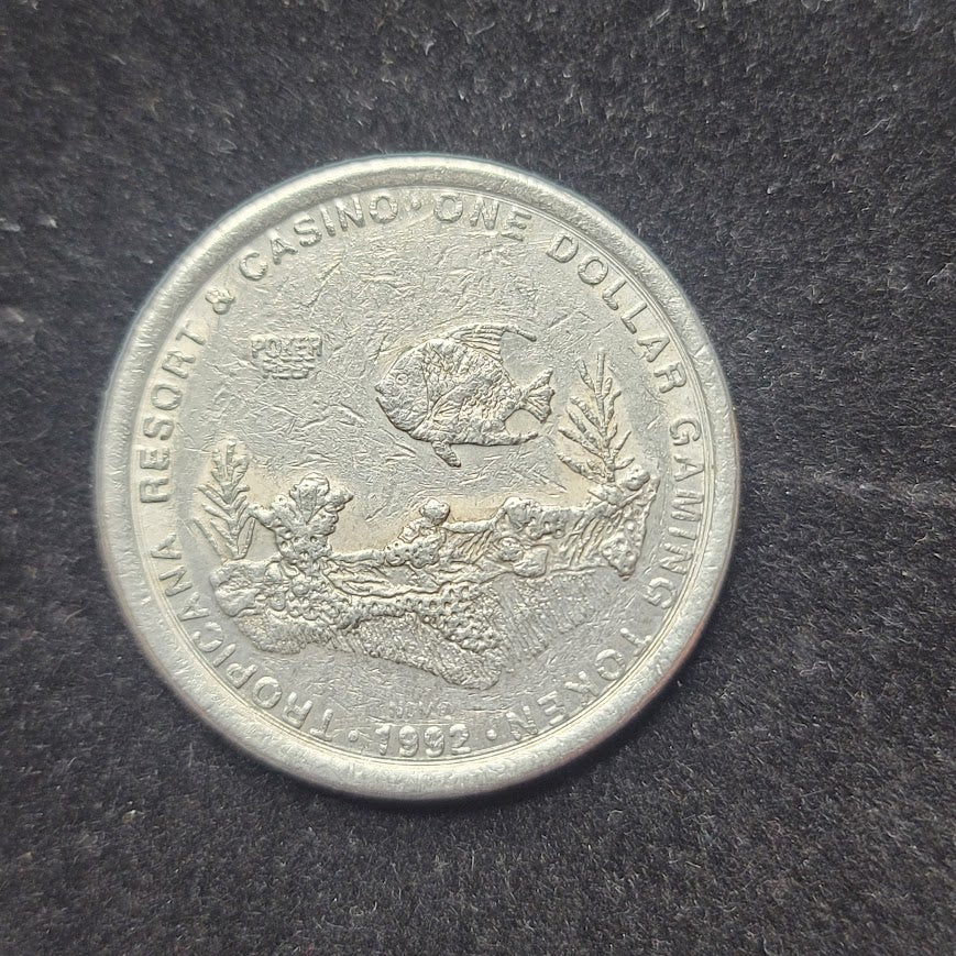 Tropicana Resort & Casino 1992 One Dollar Gaming Token Metal Poker Reef