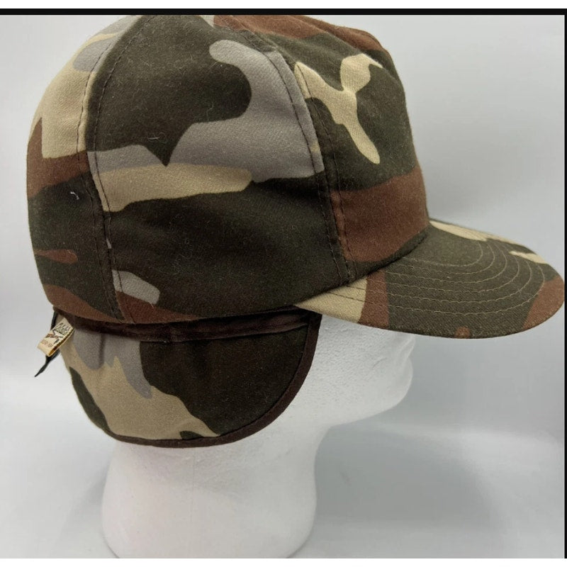 VINTAGE Cabela's Thinsulate Camoflage Winter Hunting Hunter full fabric Hat Cap