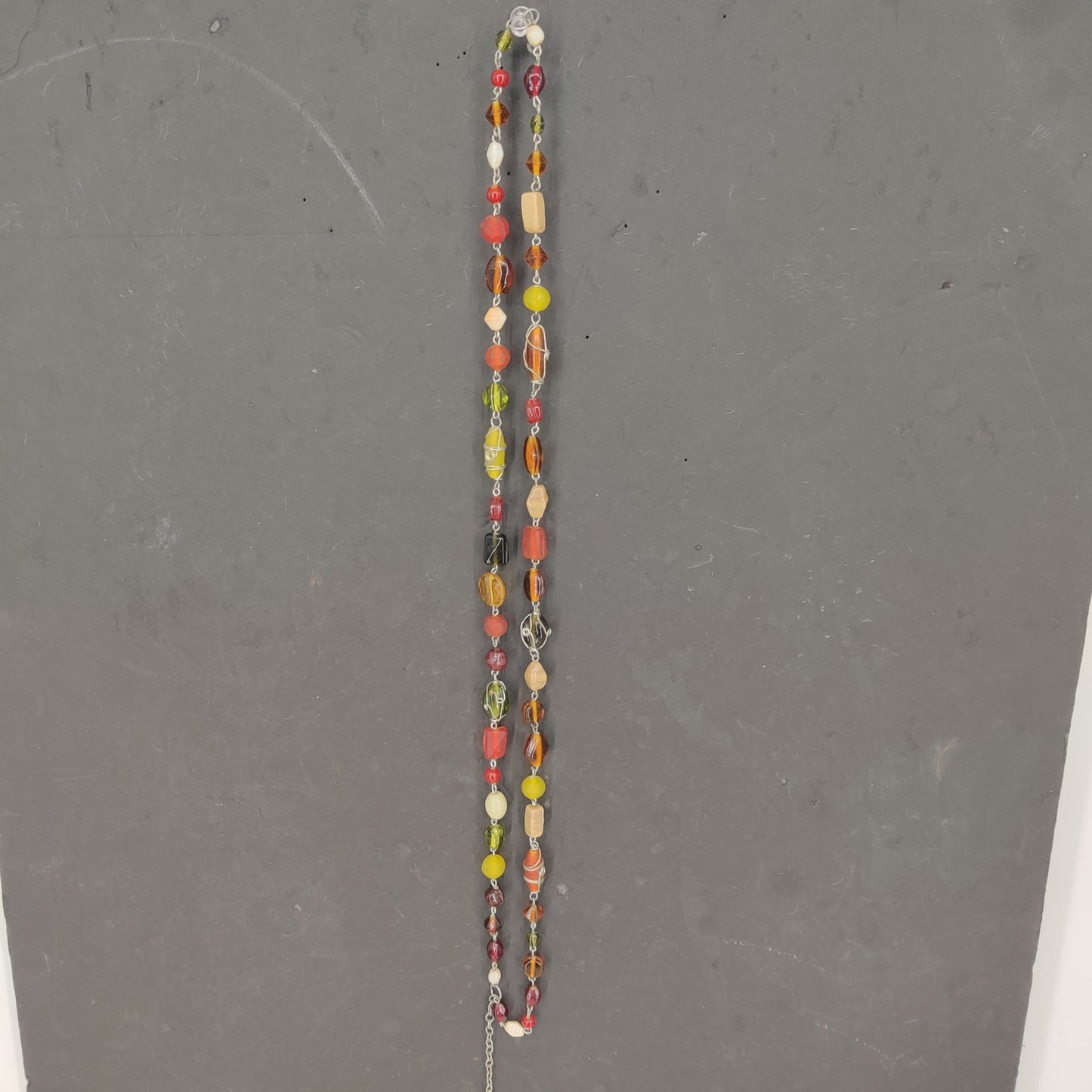 Vintage Fashion Necklace Multi-Strand Earth Tone Beaded Layering