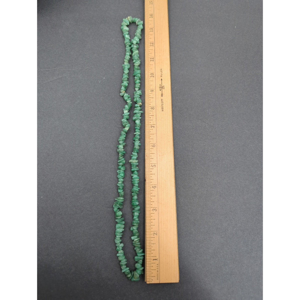 Vintage Natural Green Aventurine Semi-Precious Stone Chip Necklace 18"