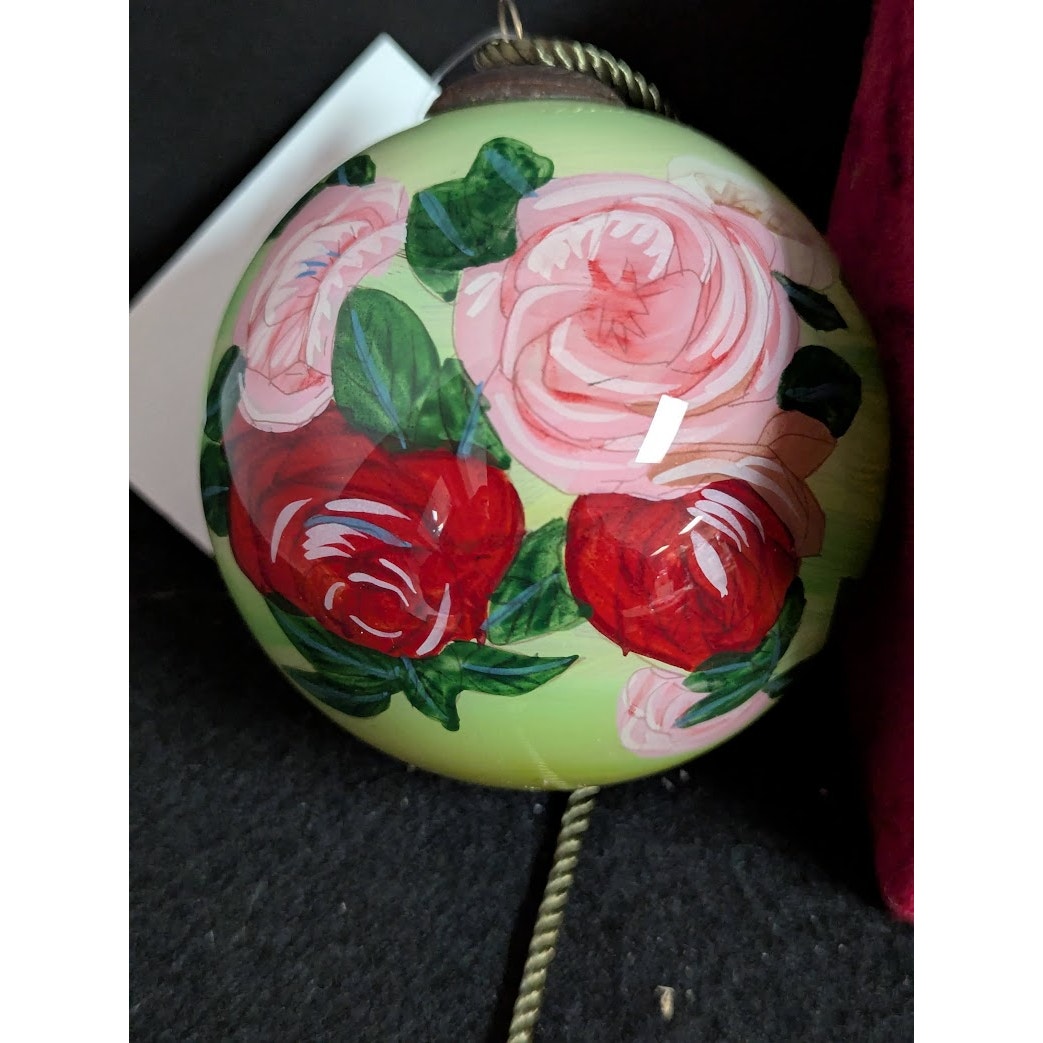 La Pastiche Pierre-Auguste Renoir 'Discarded Roses' Hand Painted Glass Ornament Collectable