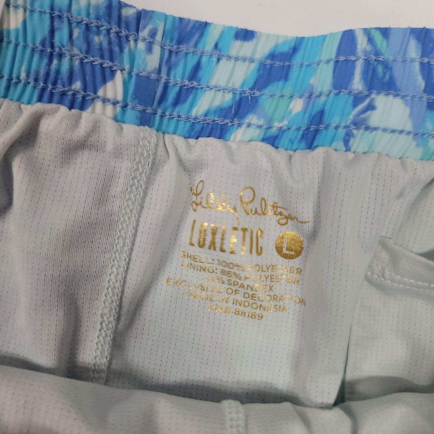 Lilly Pulitzer LUXLETIC Large ocean trail shorts Jogging Athletic blue running