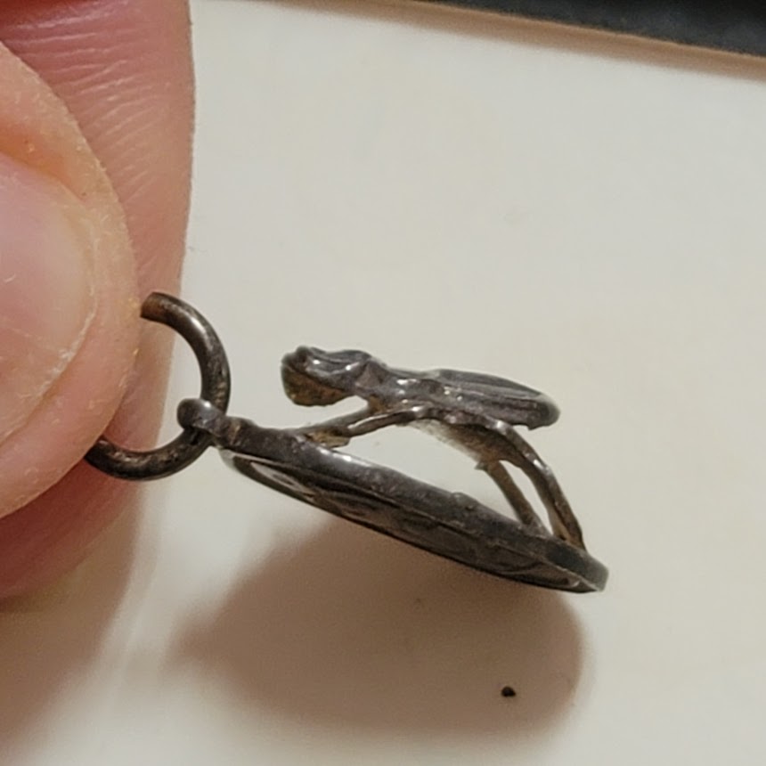 Vintage Scarab silver pendant beetle good luck charm UNMARKED