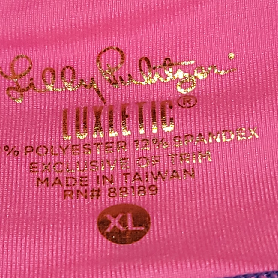 Lilly Pulitzer Luxletic Leggings Pink Blue Floral Paisley Preppy Palm Beach Extra Large