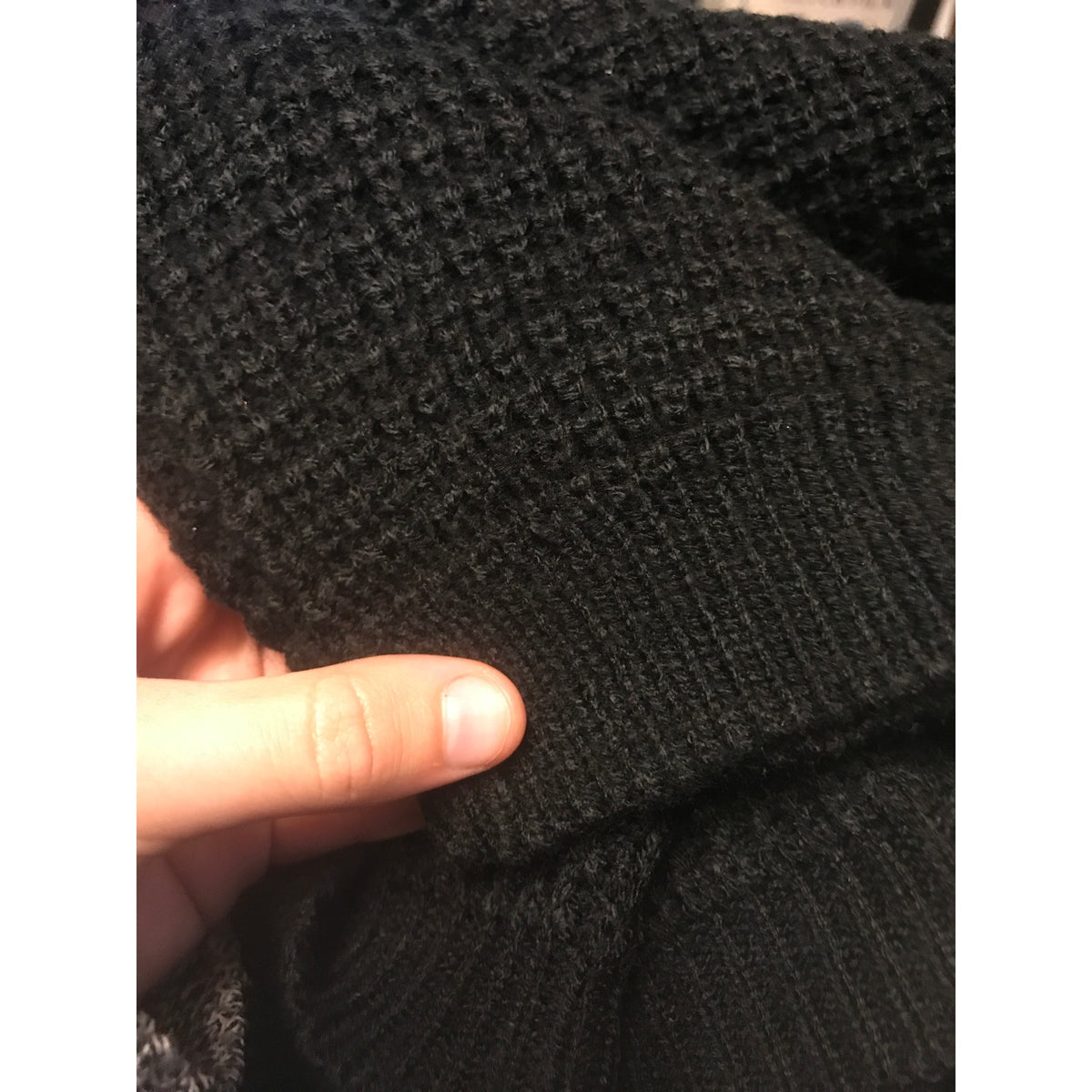 COTTON EMPORIUM Waffle Stitch Pullover Sweater Simple casual Black MEDIUM