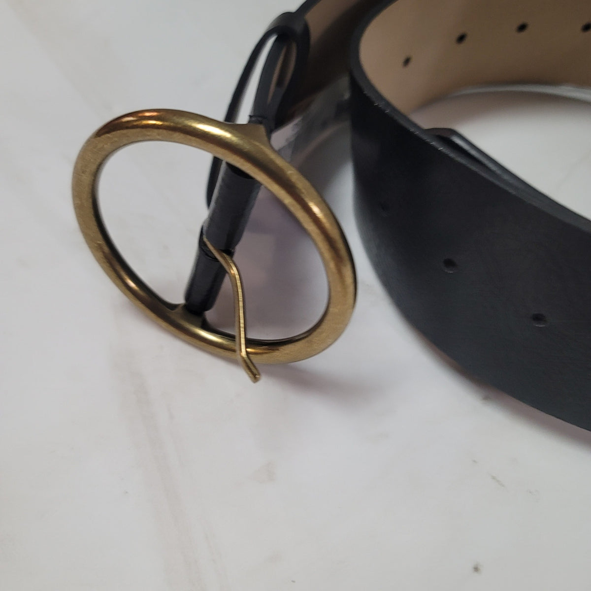 INC International Concept NEW Classic Panel Belt Black metal Medium Adjustable