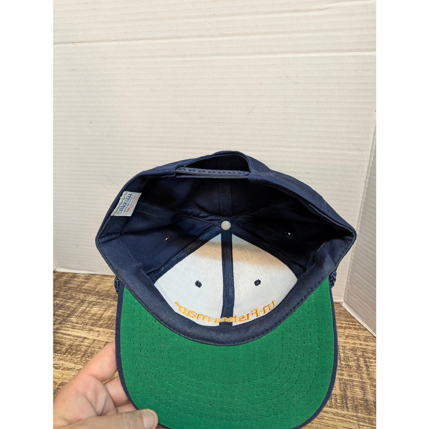 Vintage Mid-Century In-Fisherman Blue Snapback Baseball Cap Hat Retro Y2K