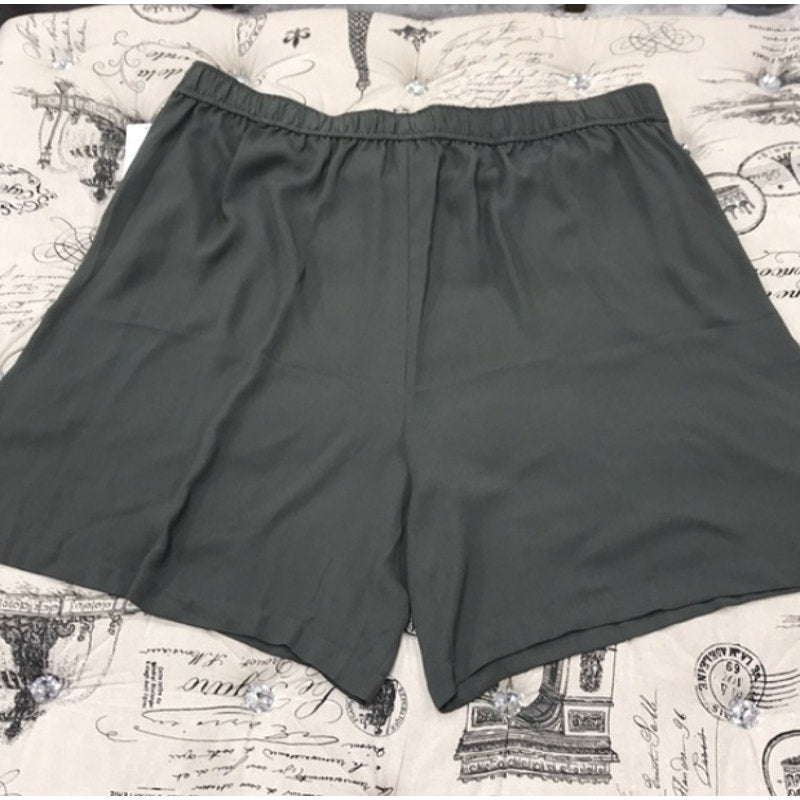 Halogen black wide leg flat front dress shorts pockets elastic waist sheers XL
